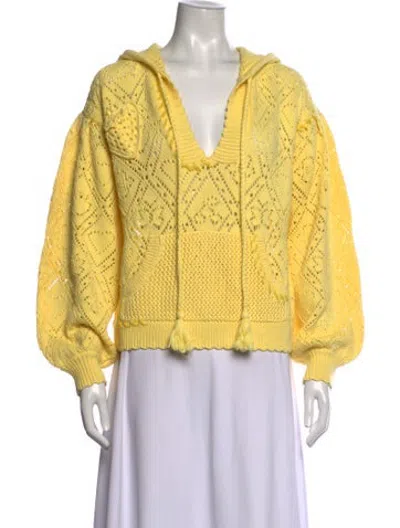 Pre-owned Loveshackfancy Patterned V-neck Sweater In Yellow