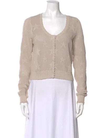 Pre-owned Loveshackfancy Patterned V-neck Top In Neutral
