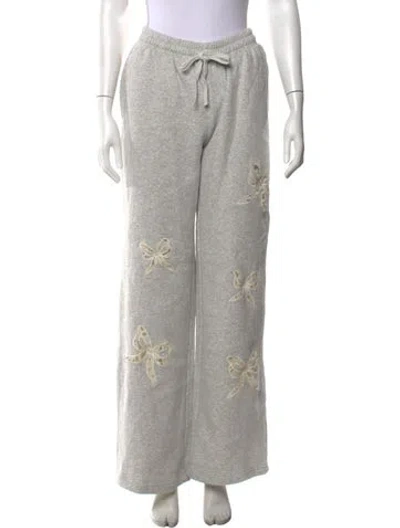 Pre-owned Loveshackfancy Patterned Wide Leg Pants In Gray