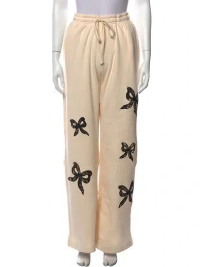 Pre-owned Loveshackfancy Patterned Wide Leg Pants In Neutrals