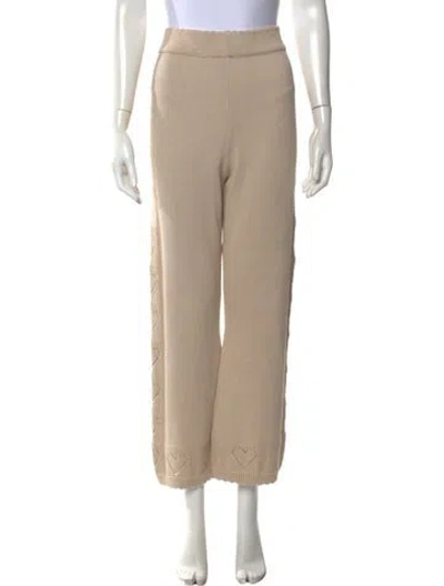 Pre-owned Loveshackfancy Patterned Wide Leg Pants In Neutrals