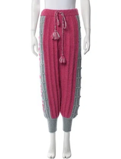 Pre-owned Loveshackfancy Patterned Wide Leg Pants In Pink