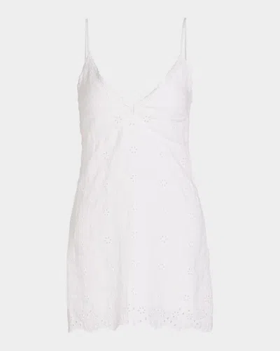 Loveshackfancy Peppy Eyelet Cotton Minidress In White