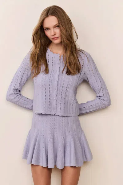 Loveshackfancy Peridot Cardigan In Moonwash In Purple
