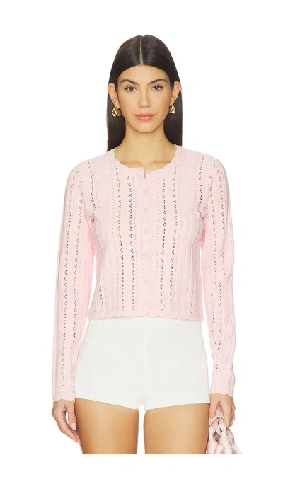 Loveshackfancy Peridot Pointelle Knit Cardigan In Pink
