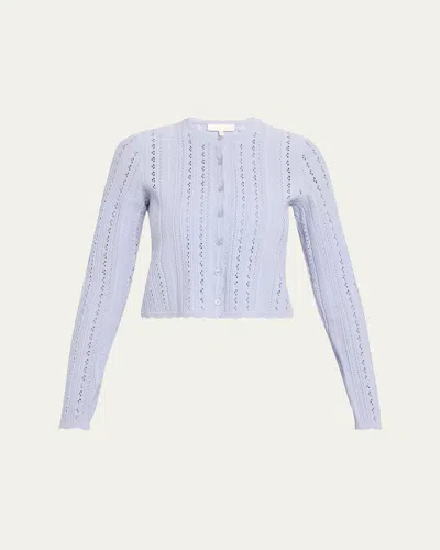 Loveshackfancy Peridot Pointelle Cardigan In Blue