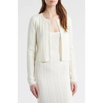 Loveshackfancy Peridot Pointelle Knit Cardigan In White
