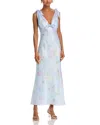Loveshackfancy Perri Floral Tie Shoulder Dress In Blue