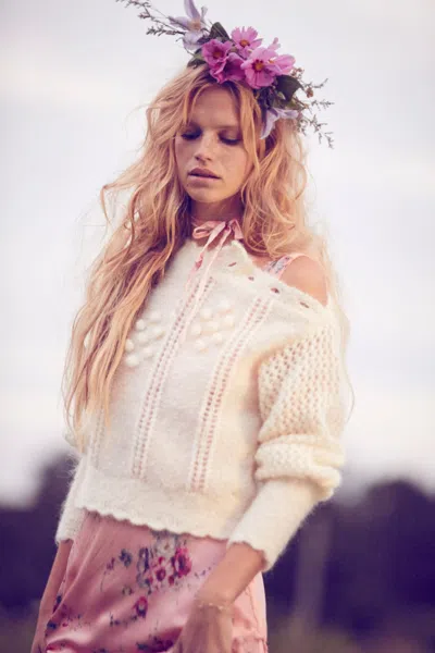 Loveshackfancy Persephone Sweater Cream Puff In Gray