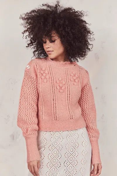 Loveshackfancy Persephone Sweater Peach Fizz In Pink