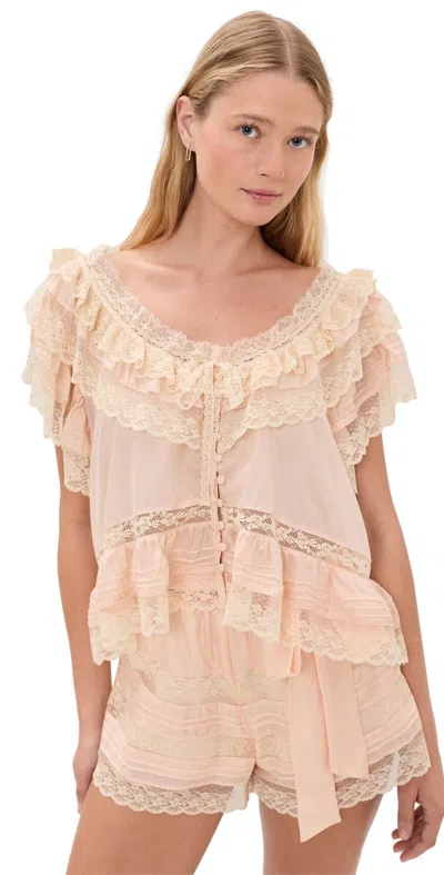Loveshackfancy Persine Silk Top Petal Peach In Neutral