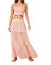 Loveshackfancy Phia Cotton Mixed Print Maxi Skirt In Taffy Twist In Purple