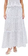 Loveshackfancy Phia Skirt In Coastline Blue In White