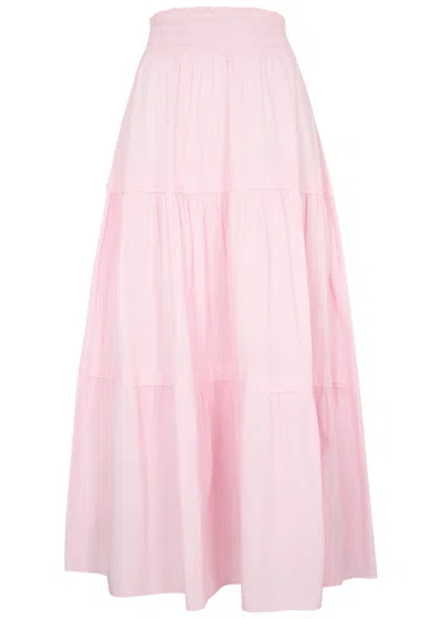 Loveshackfancy Phia Tiered Cotton Maxi Skirt In Pink