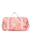 Loveshackfancy Pink Duffle Bag In Watercolour Floral Print In Pink