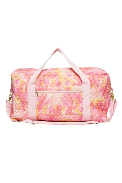 Loveshackfancy Pink Duffle Bag In Watercolour Floral Print