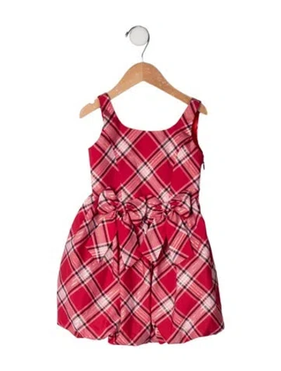 Pre-owned Loveshackfancy Babies' Plaid Metallic Accent Sleeveless Dress W/tags In Red