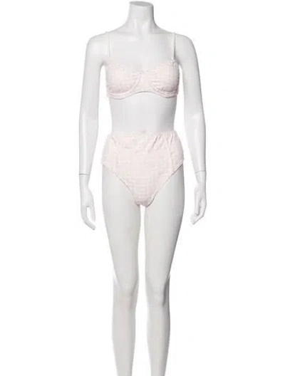 Pre-owned Loveshackfancy Plaid Print Bikini W/ Tags In Neutrals