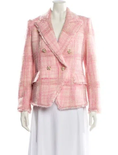 Pre-owned Loveshackfancy Plaid Print Blazer In Pink