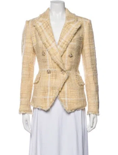 Pre-owned Loveshackfancy Plaid Print Blazer In Yellow