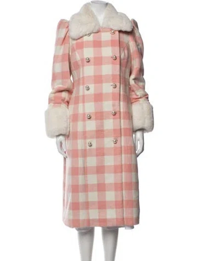 Pre-owned Loveshackfancy Plaid Print Coat In Neutrals/pink