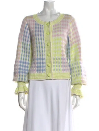 Pre-owned Loveshackfancy Plaid Print Crew Neck Sweater In Multi