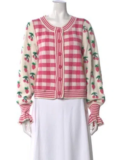 Pre-owned Loveshackfancy Plaid Print Crew Neck Sweater In Multi