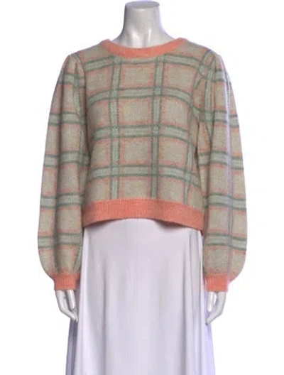 Pre-owned Loveshackfancy Plaid Print Crew Neck Sweatshirt In Multi