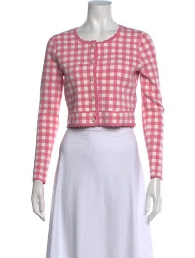 Pre-owned Loveshackfancy Plaid Print Crew Neck Top W/ Tags In Pink