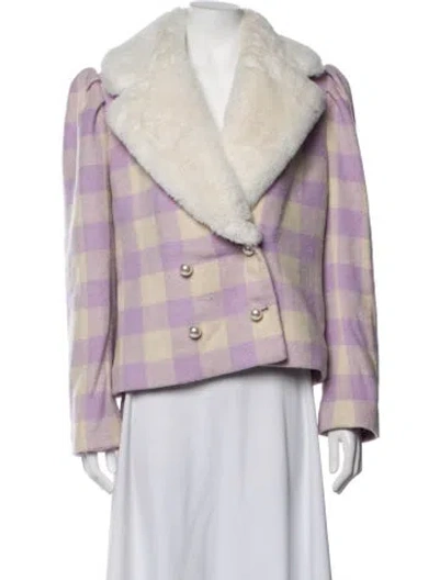 Pre-owned Loveshackfancy Plaid Print Jacket In Purple