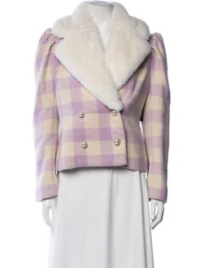 Pre-owned Loveshackfancy Plaid Print Jacket W/ Tags In Neutrals/purple