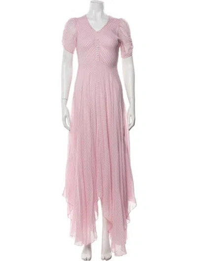 Pre-owned Loveshackfancy Plaid Print Long Dress In Pink