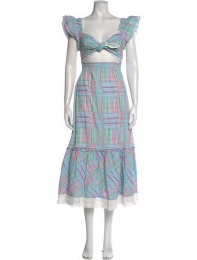 Pre-owned Loveshackfancy Plaid Print Midi Length Dress