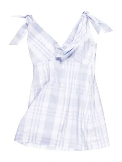 Pre-owned Loveshackfancy Plaid Print Mini Dress In Blue