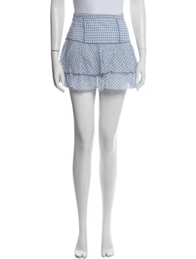 Pre-owned Loveshackfancy Plaid Print Mini Dress In Blue