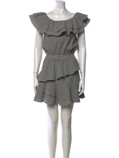 Pre-owned Loveshackfancy Plaid Print Mini Dress In Gray