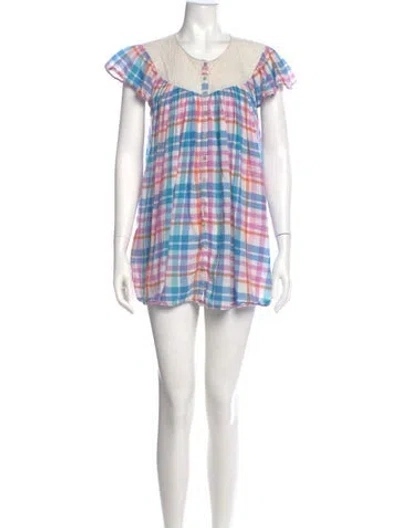 Pre-owned Loveshackfancy Plaid Print Mini Dress In Multi