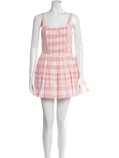 Pre-owned Loveshackfancy Plaid Print Mini Dress In Pink