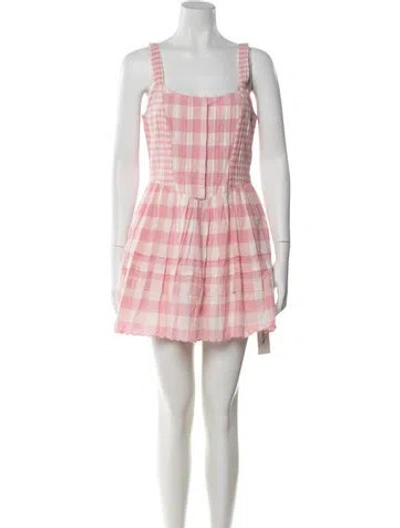 Pre-owned Loveshackfancy Plaid Print Mini Dress In Pink
