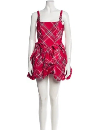 Pre-owned Loveshackfancy Plaid Print Mini Dress In Pink