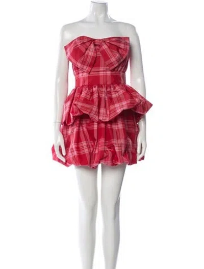 Pre-owned Loveshackfancy Plaid Print Mini Dress In Pink