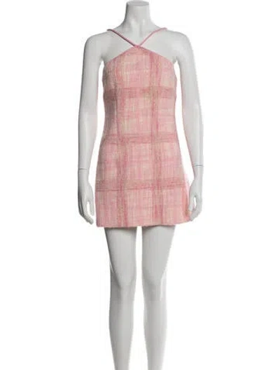 Pre-owned Loveshackfancy Plaid Print Mini Dress In Pink
