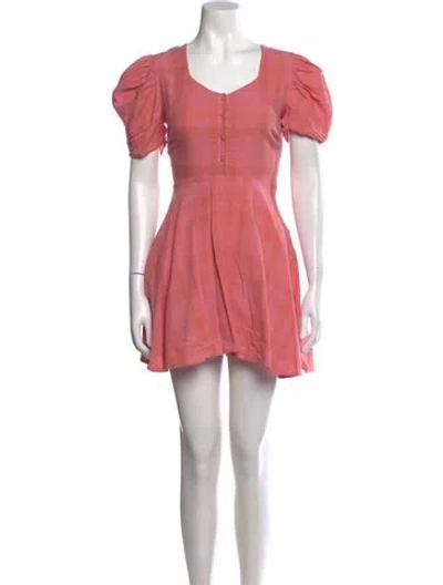 Pre-owned Loveshackfancy Plaid Print Mini Dress In Pink