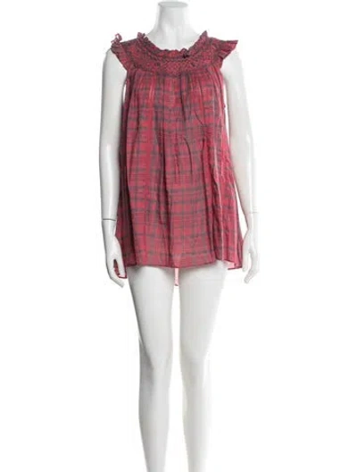 Pre-owned Loveshackfancy Plaid Print Mini Dress In Pink