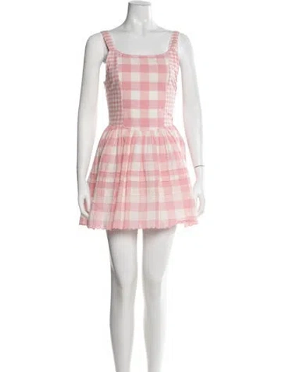 Pre-owned Loveshackfancy Plaid Print Mini Dress In Pink