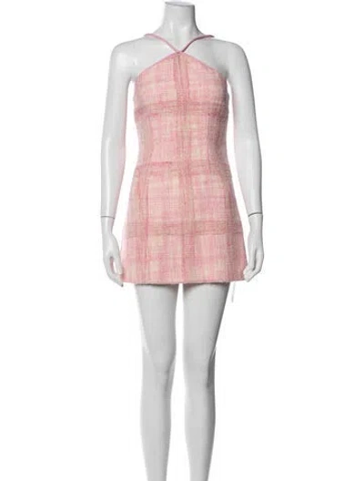 Pre-owned Loveshackfancy Plaid Print Mini Dress In Pink