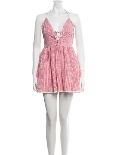 Pre-owned Loveshackfancy Plaid Print Mini Dress In Pink
