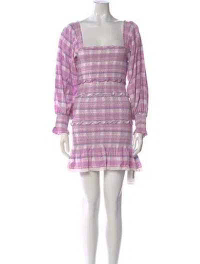 Pre-owned Loveshackfancy Plaid Print Mini Dress In Purple