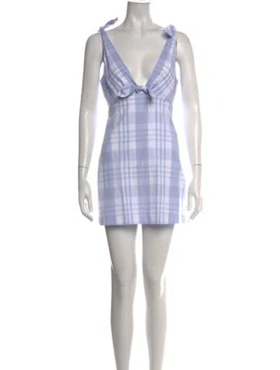 Pre-owned Loveshackfancy Plaid Print Mini Dress In Purple