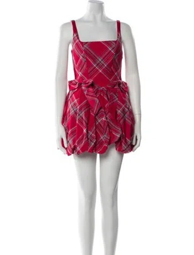 Pre-owned Loveshackfancy Plaid Print Mini Dress In Red